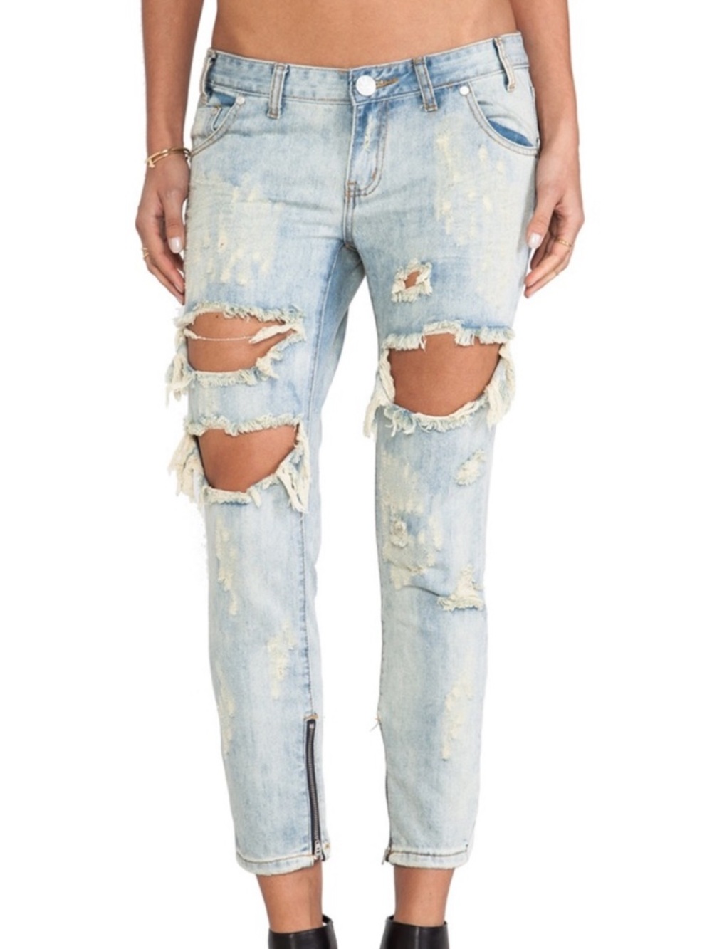 ONE by One Teaspoon trashed Free birds Light Wash Jeans - Light Blue